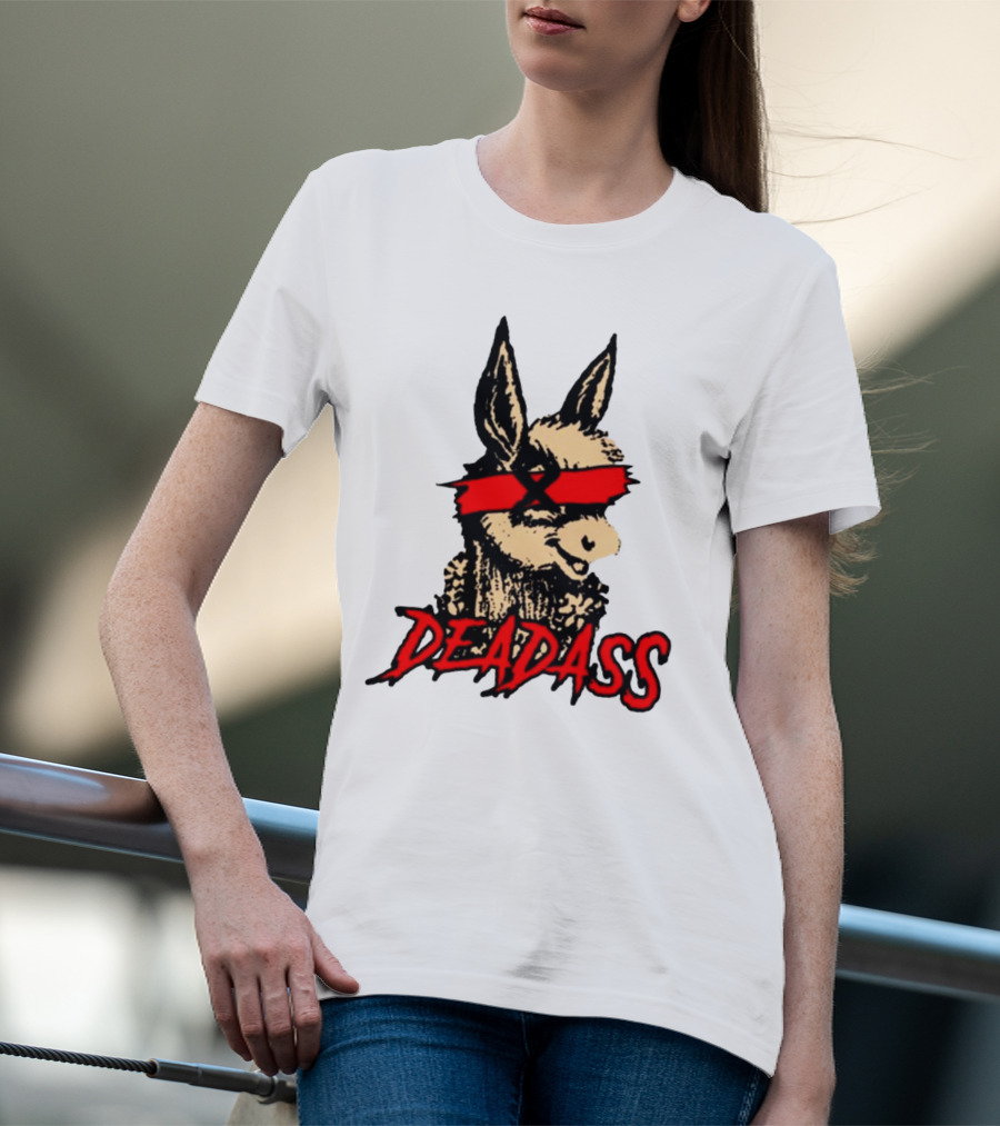 Deadass Red Blindfold Cartoon Donkey T-Shirt