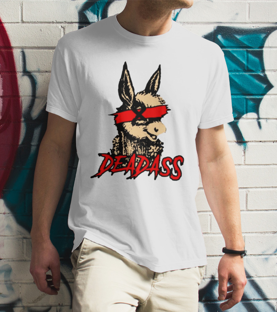 Deadass Red Blindfold Cartoon Donkey T-Shirt