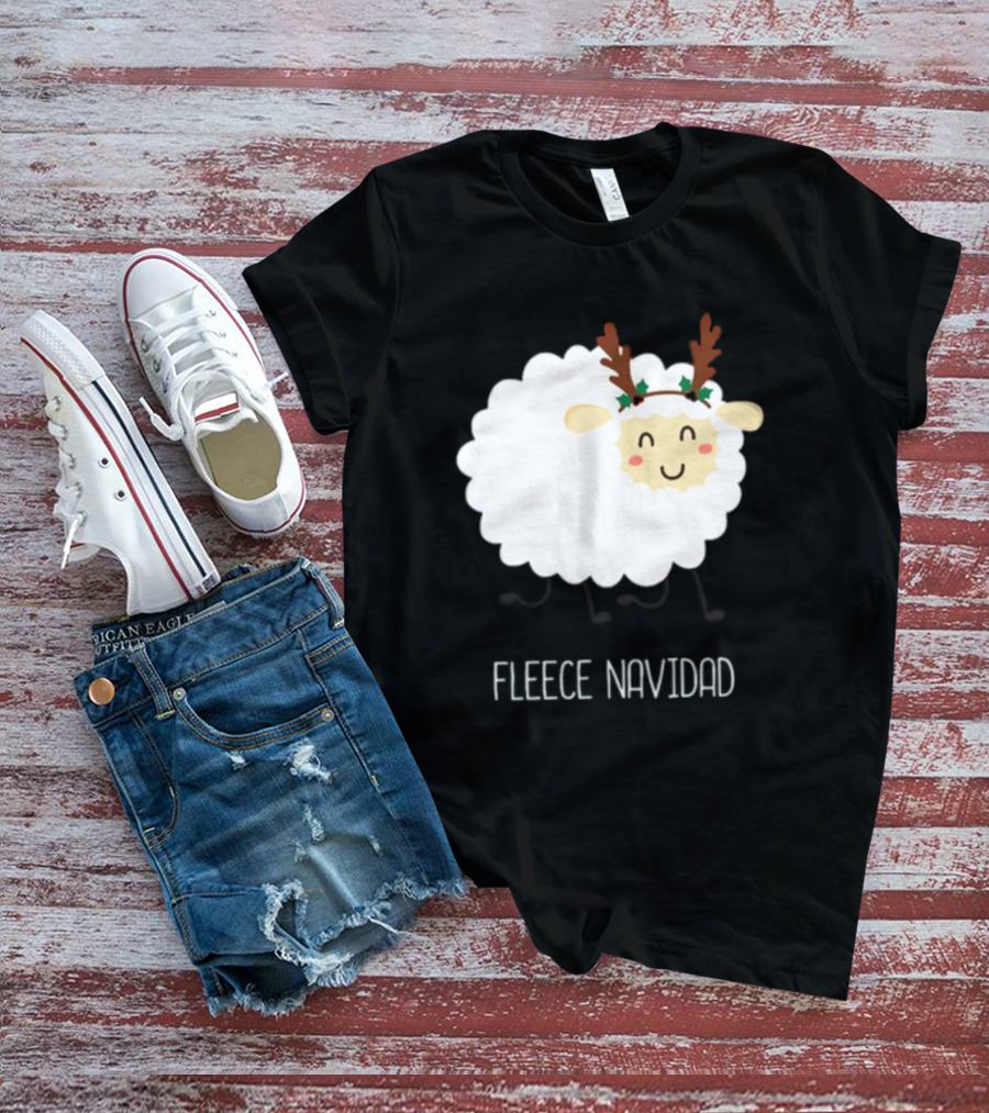 Fleece Navidad Christmas Sheep With Antlers T-Shirt