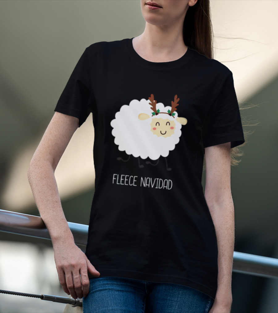Fleece Navidad Christmas Sheep With Antlers T-Shirt