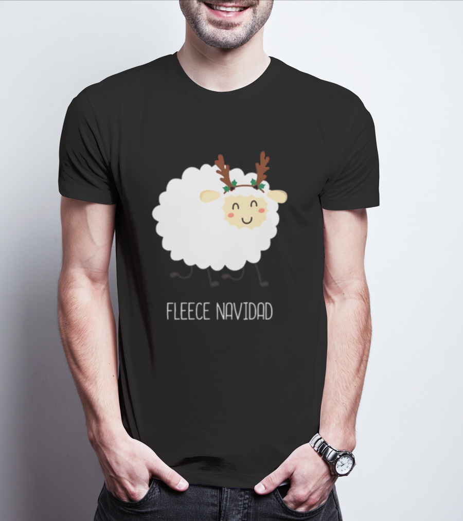 Fleece Navidad Christmas Sheep With Antlers T-Shirt
