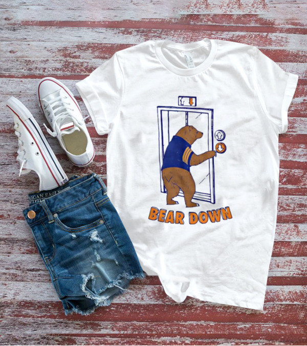 Bear Down Bear In Blue Jersey Pressing Elevator Button T-Shirt