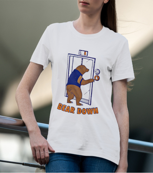 Bear Down Bear In Blue Jersey Pressing Elevator Button T-Shirt