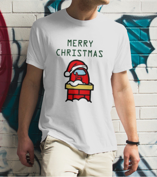 Among Us Santa Red Merry Christmas Chimney Crewmate T-Shirt