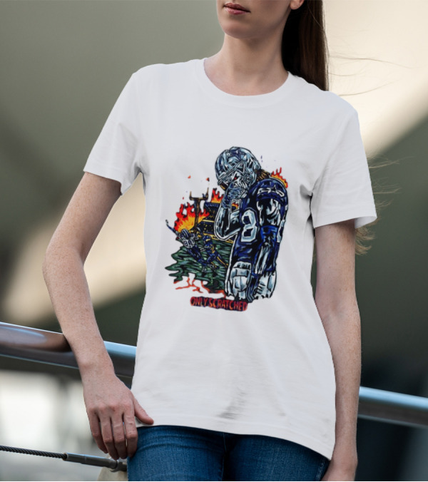 Retros Studio Only Scratched The Surface Football Player With Fire Background T-Shirt