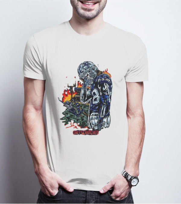 Retros Studio Only Scratched The Surface Football Player With Fire Background T-Shirt