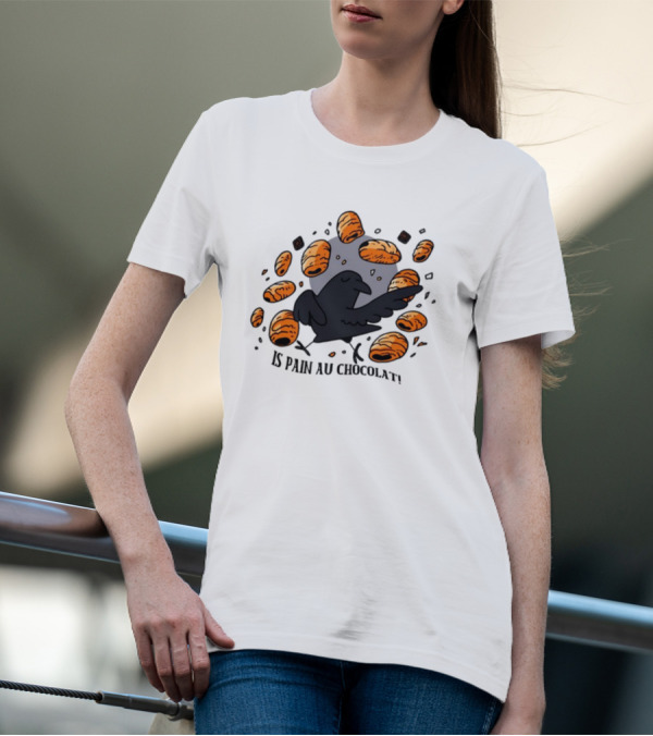 Bird Surrounded By Pain Au Chocolat Pastries T-Shirt