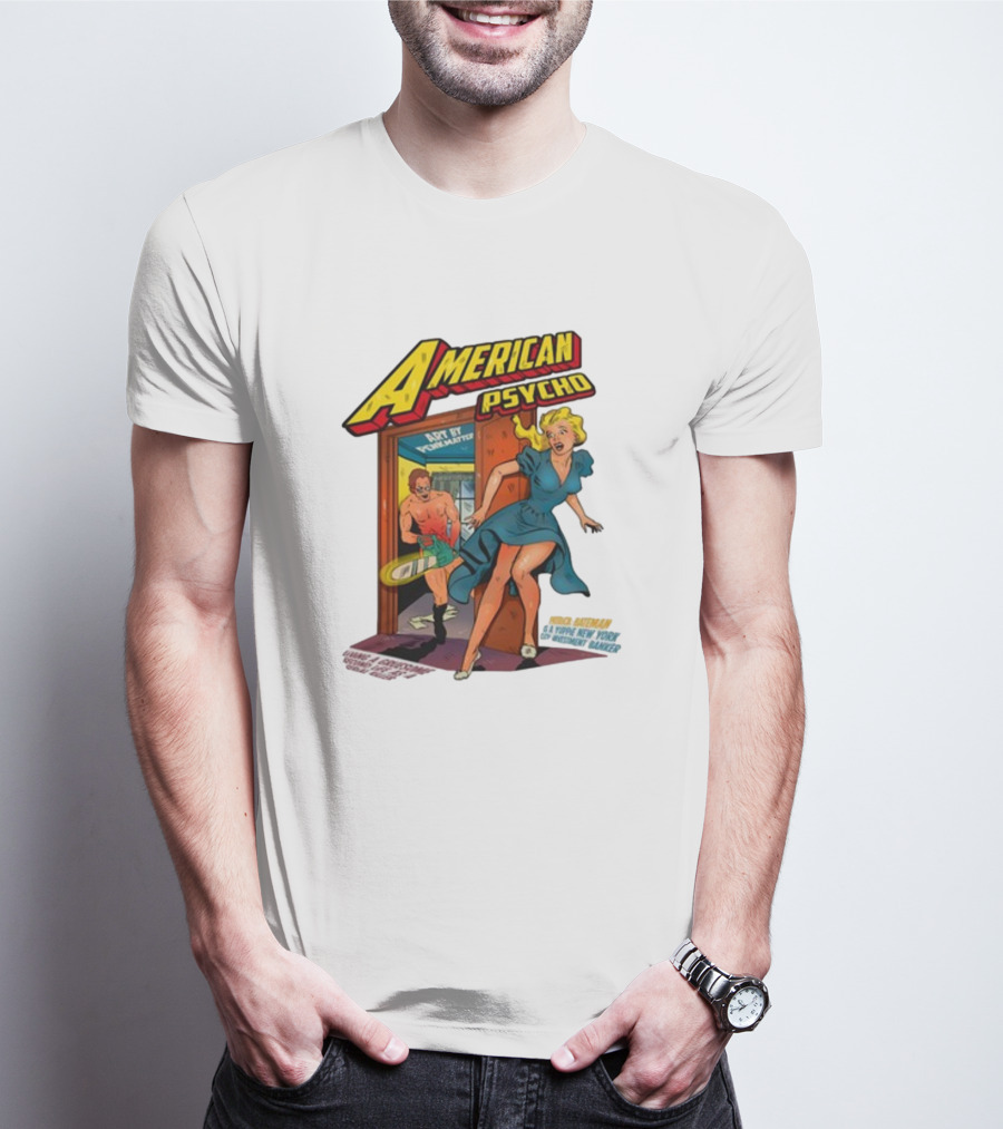American Psycho Comic Style Chase Vintage T-Shirt