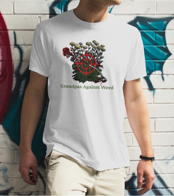 Grandpas Against Weed Targeting Dandelions With String Trimmer T-Shirt
