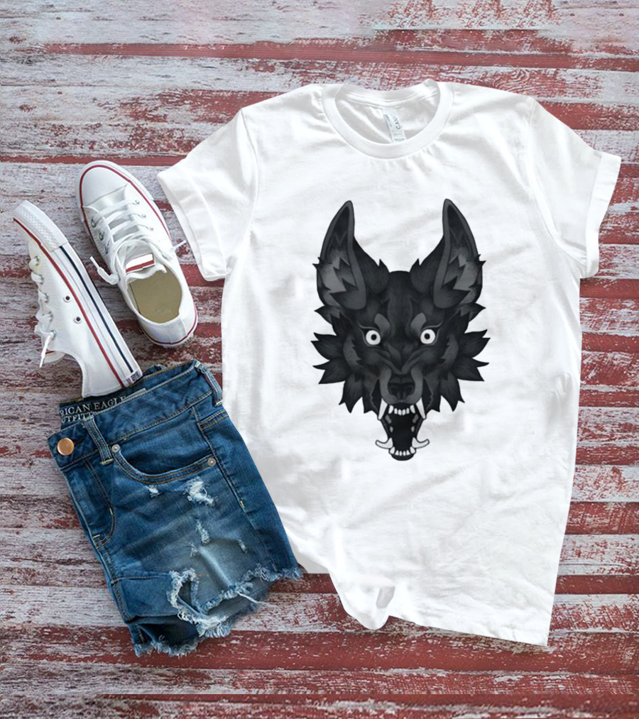 Snarling Wolf Head Monochrome T-Shirt