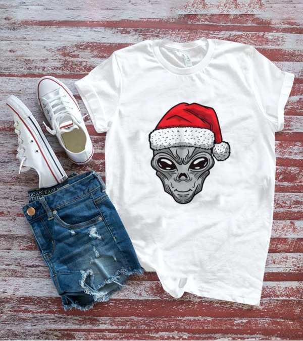 Xmas Santa Hat Alien Christmas T-Shirt