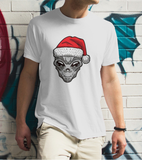 Xmas Santa Hat Alien Christmas T-Shirt