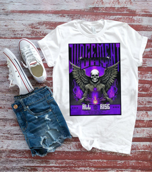 Judgment Day All Rise Skeleton Wings Purple Flame T-Shirt