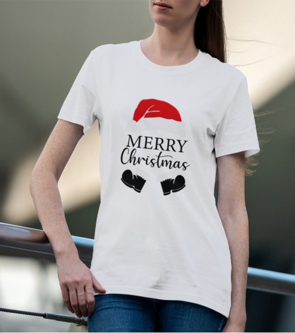 Merry Christmas Santa Hat And Boots Svg T-Shirt