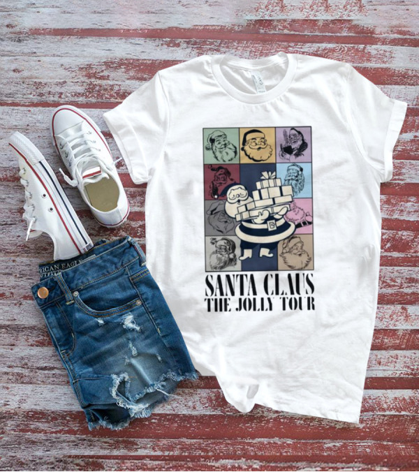 Santa Claus The Jolly Tour Vintage Santa Square Collage T-Shirt