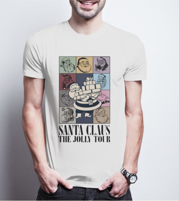 Santa Claus The Jolly Tour Vintage Santa Square Collage T-Shirt