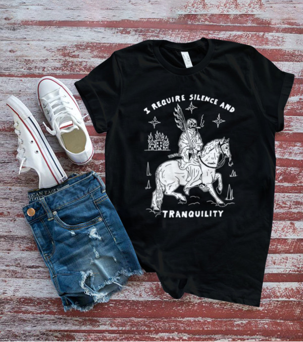 I Require Silence And Tranquility Grim Reaper On Horse With Burning Castle And Stars T-Shirt