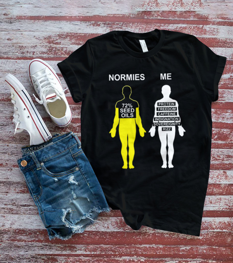 Normies 72% Seed Oils Vs Me Protein Freedom Caffeine Indignation Sovereignity Rizz T-Shirt
