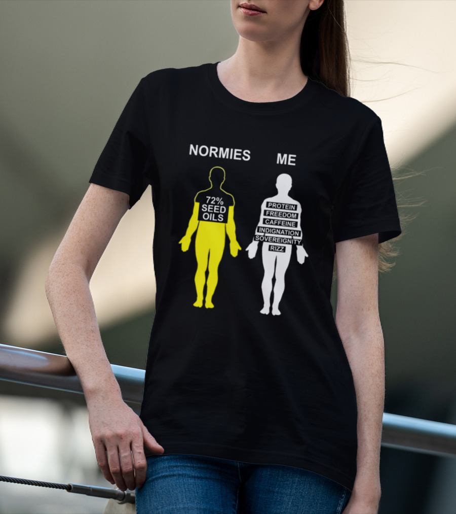 Normies 72% Seed Oils Vs Me Protein Freedom Caffeine Indignation Sovereignity Rizz T-Shirt