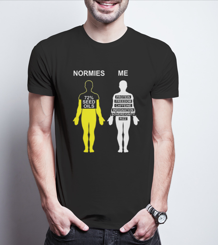 Normies 72% Seed Oils Vs Me Protein Freedom Caffeine Indignation Sovereignity Rizz T-Shirt
