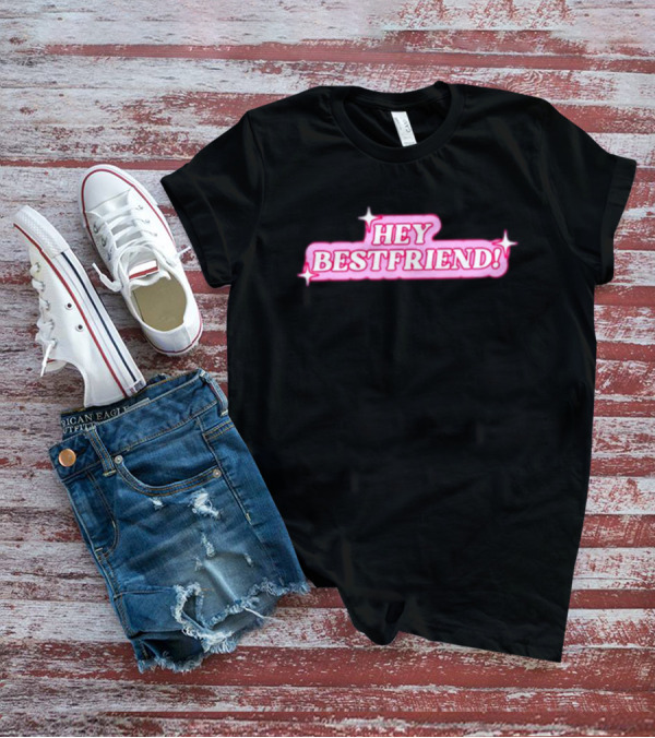Alana Lintao Hey Bestfriend Pink Sparkle Text T-Shirt
