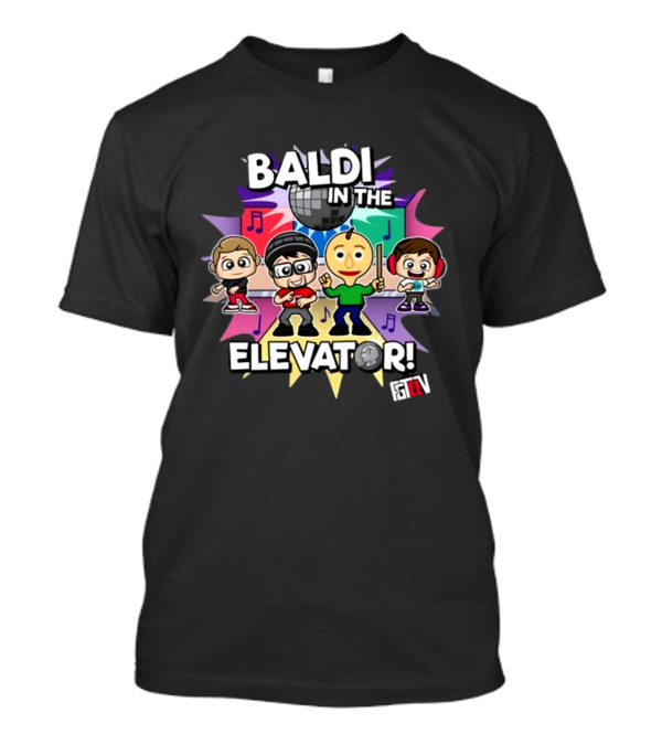 Baldi In The Elevator FGTEEV Characters With Disco Ball And Music Notes T-Shirt