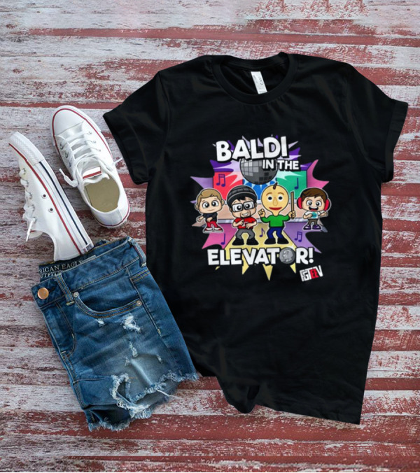 Baldi In The Elevator FGTEEV Characters With Disco Ball And Music Notes T-Shirt