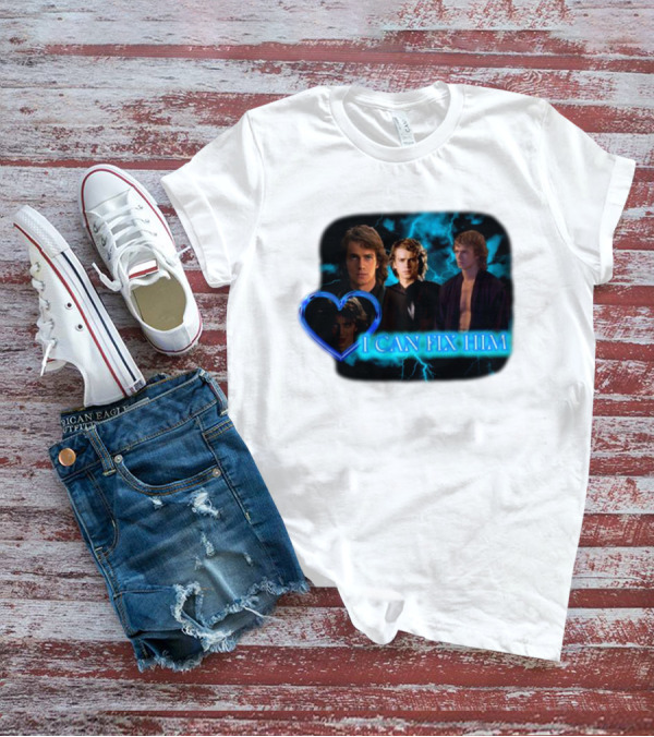 I Can Fix Him Anakin Blue Heart Lightning Background T-Shirt