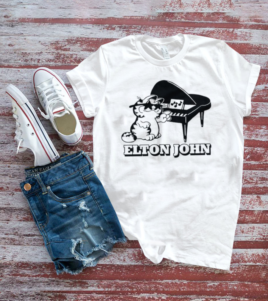 Garf At The Piano With Elton John Motif T-Shirt