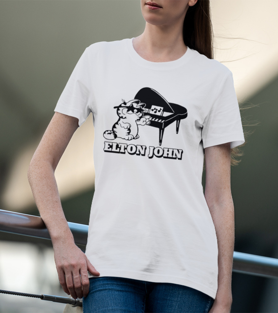 Garf At The Piano With Elton John Motif T-Shirt