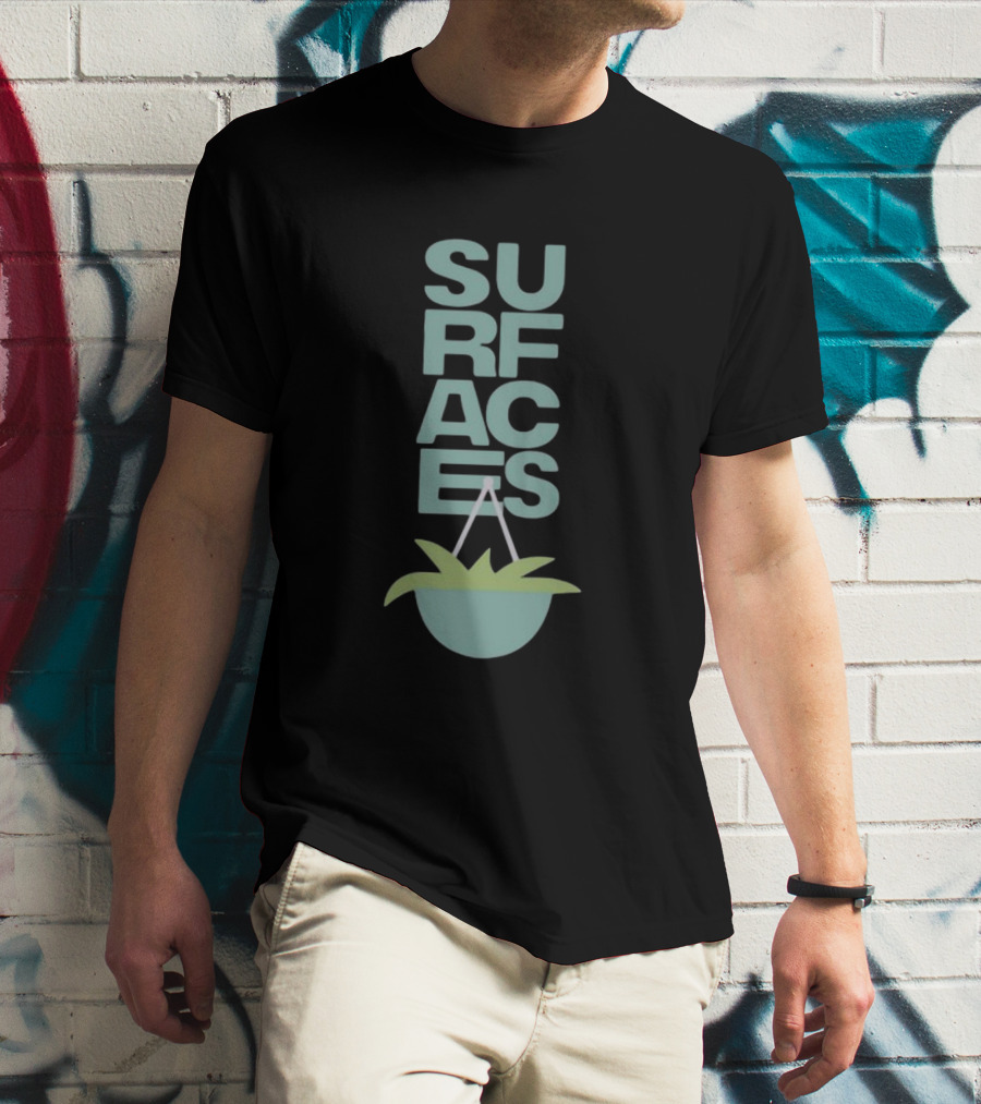 Surfacesmusic Where The Light Is Minimalist Plant Design Oil Green T-Shirt