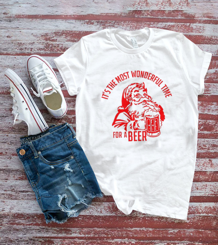 Santa Claus It's The Most Wonderful Time For A Beer Christmas T-Shirt