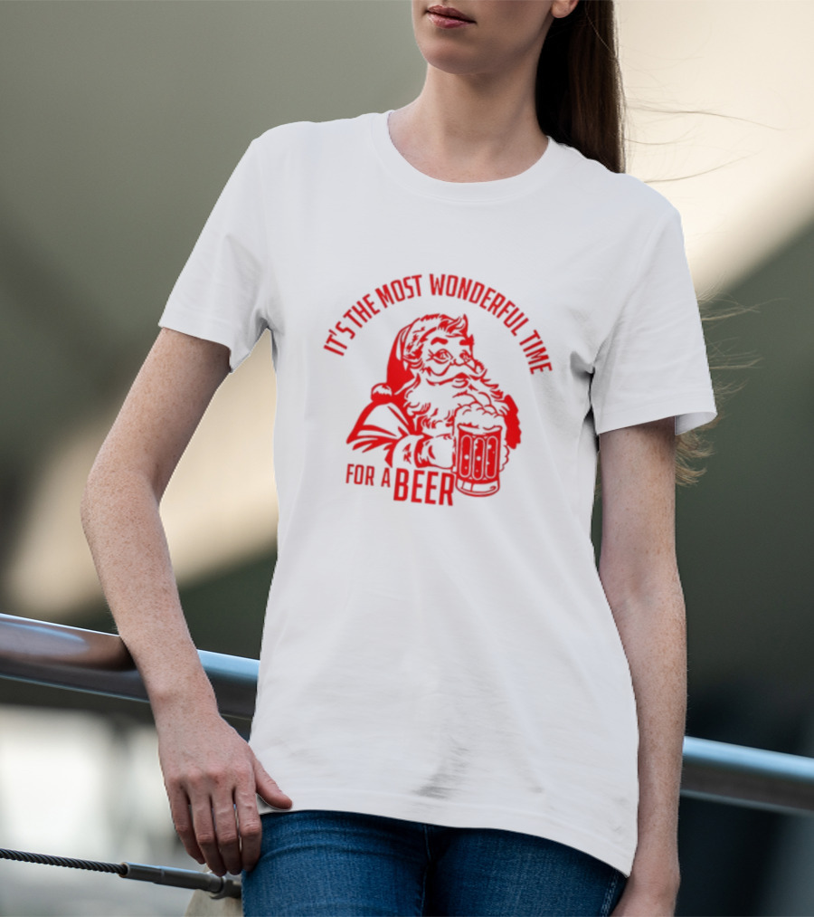 Santa Claus It's The Most Wonderful Time For A Beer Christmas T-Shirt