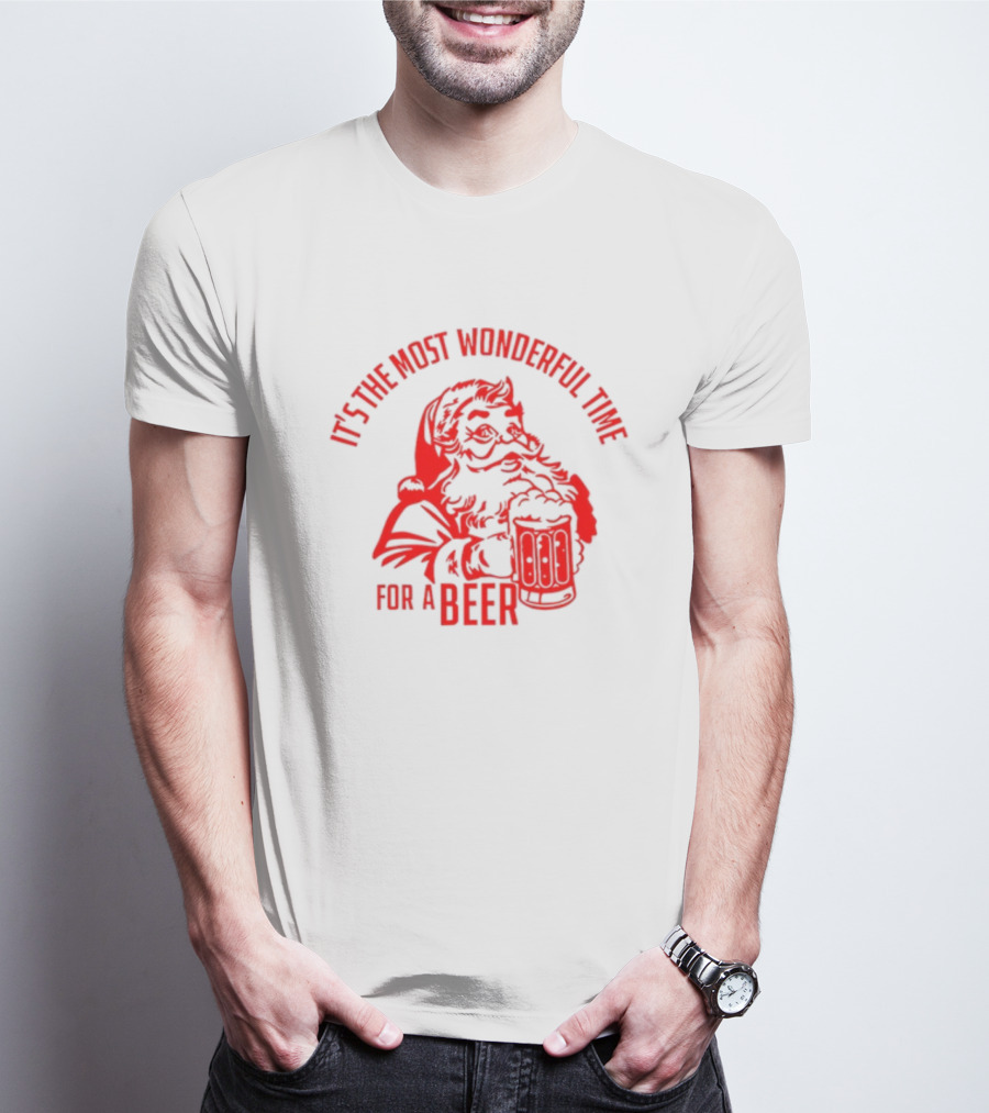 Santa Claus It's The Most Wonderful Time For A Beer Christmas T-Shirt
