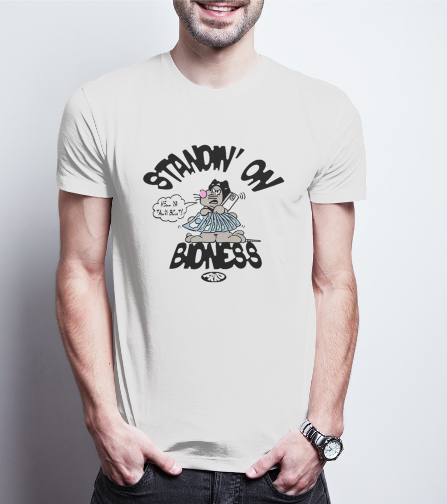 Standin On Bidness Cartoon Character Holding Money T-Shirt