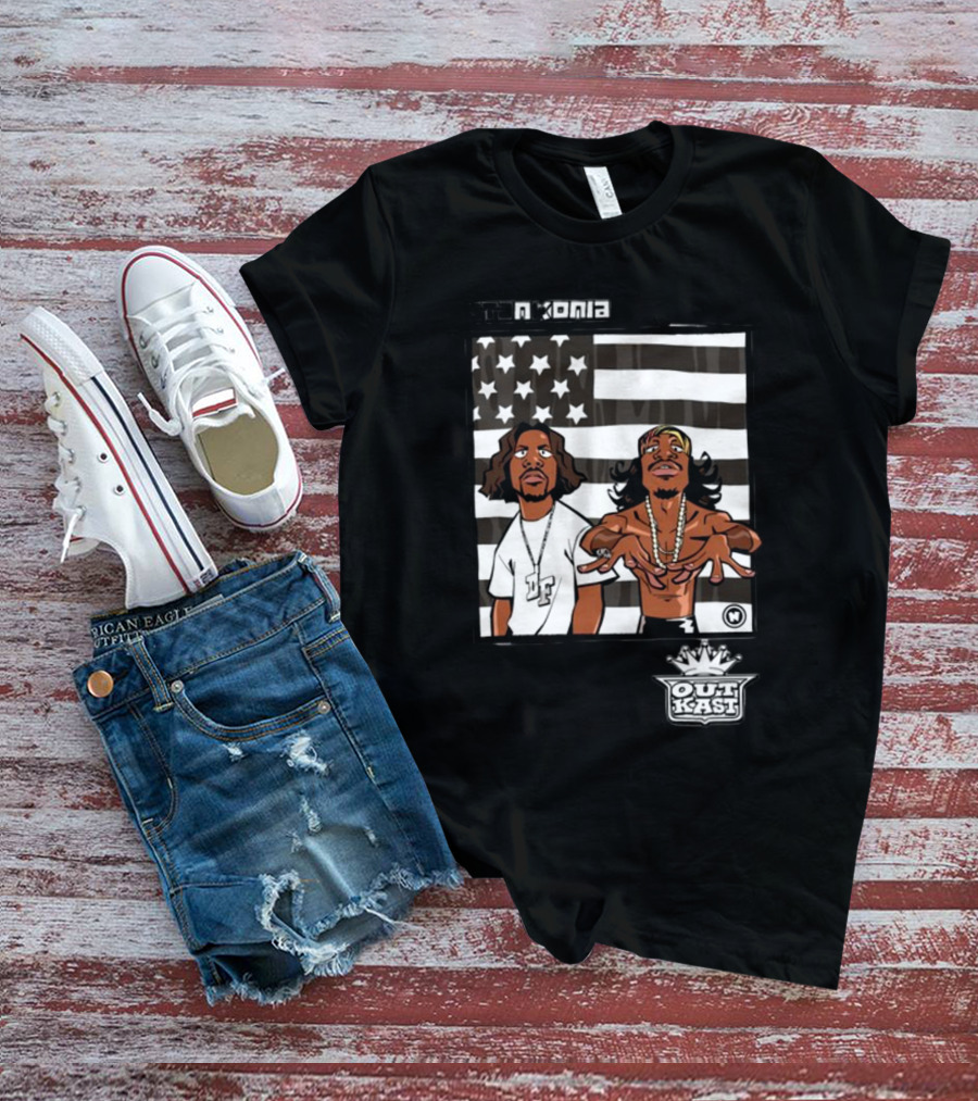 Stankonia Outkast Cartoon Style Stars And Stripes Duo Art By Nuri Durr T-Shirt