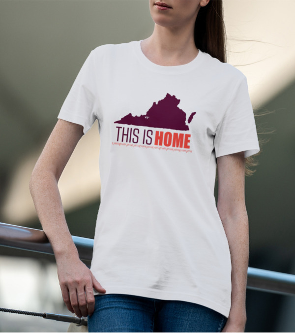 Virginia Tech Football Win This Is Home Virginia Outline T-Shirt