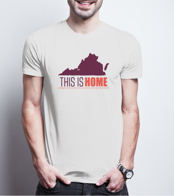 Virginia Tech Football Win This Is Home Virginia Outline T-Shirt