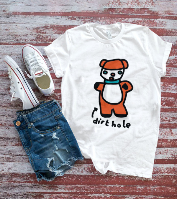 Dirthole Bear Illustration With Orange Outfit And Black Hat T-Shirt