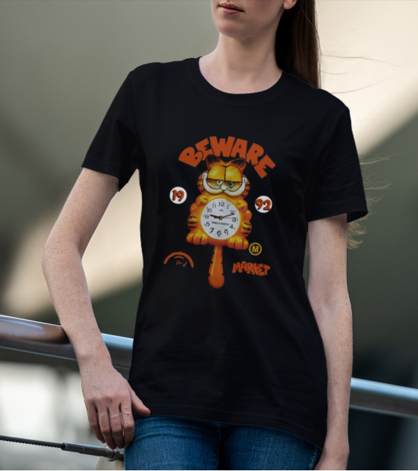 Beware Market Garfield 1992 Times And Waits Clock M T-Shirt