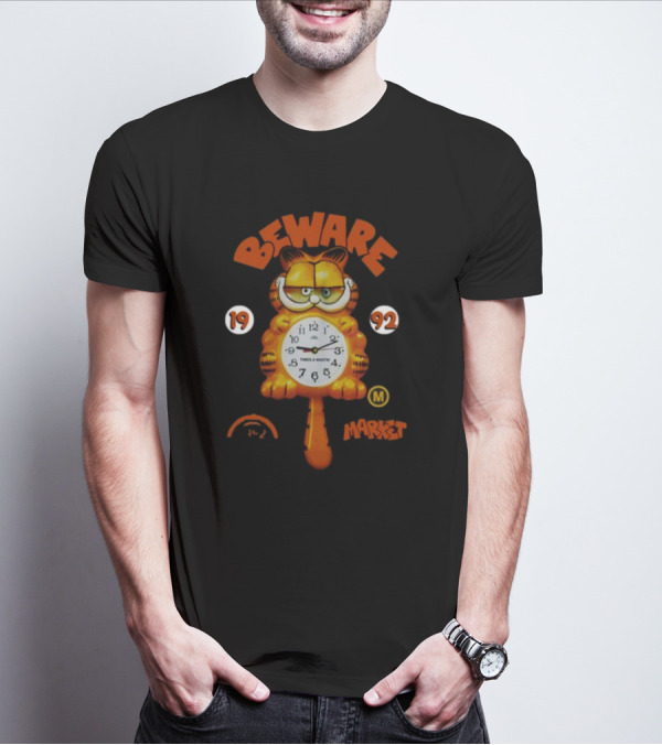 Beware Market Garfield 1992 Times And Waits Clock M T-Shirt