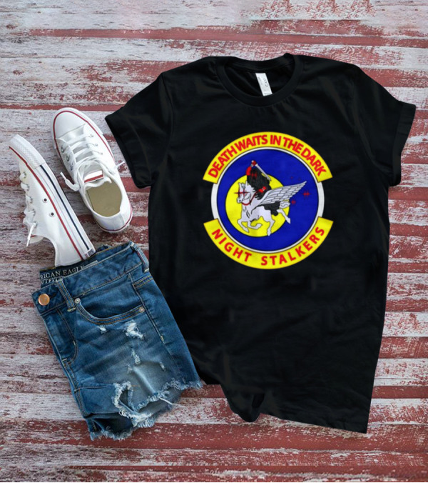 Death Waits In The Dark Night Stalkers Pegasus Emblem T-Shirt