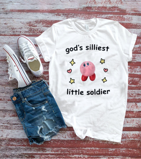 Kirby God's Silliest Little Soldier With Stars And Hearts T-Shirt
