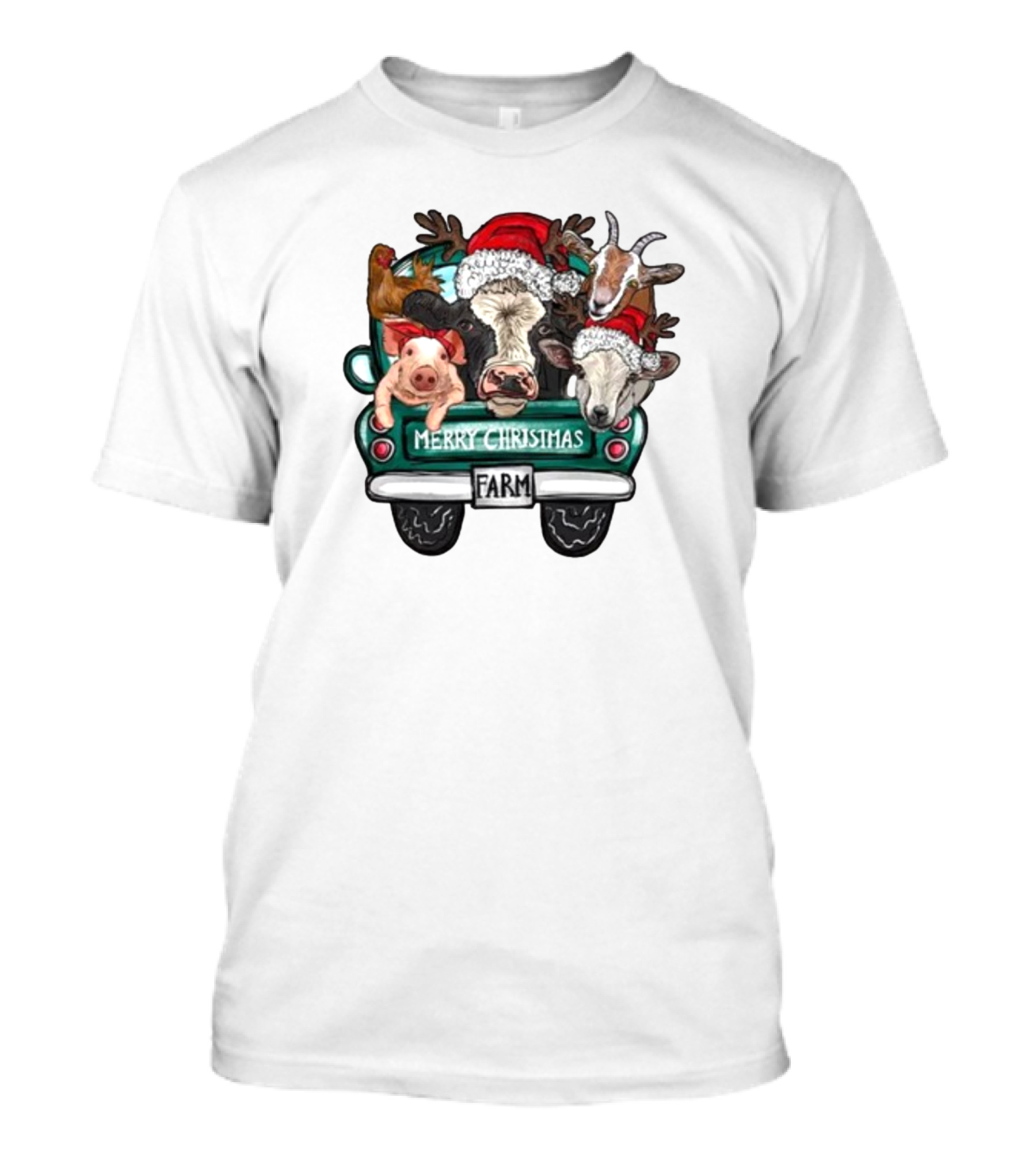 Simply Sage Market Women's Merry Christmas Farm Truck Animals T-Shirt