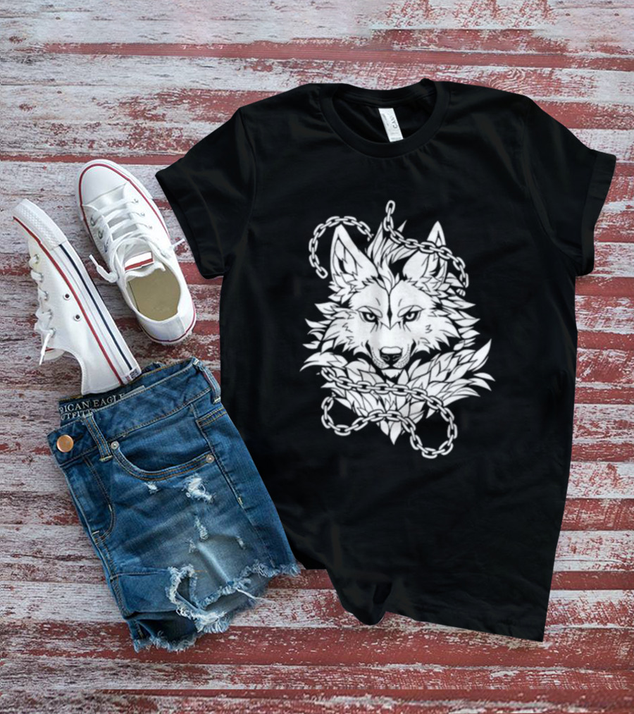 Wolf Head Enclosed By Chains T-Shirt