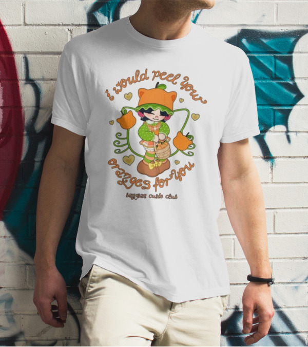 Lizi Bug I Would Peel You Oranges For You Bangtan Cutie Club Playful Orange-Themed Character T-Shirt