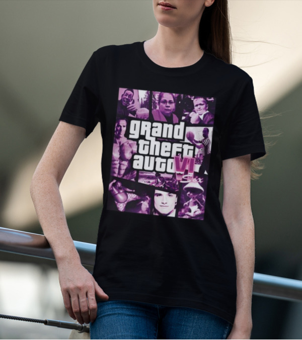 Grand Theft Auto VI Six Galleryno8 Purple Collage T-Shirt