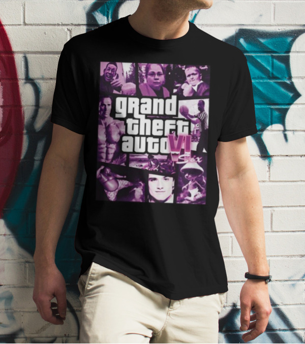 Grand Theft Auto VI Six Galleryno8 Purple Collage T-Shirt