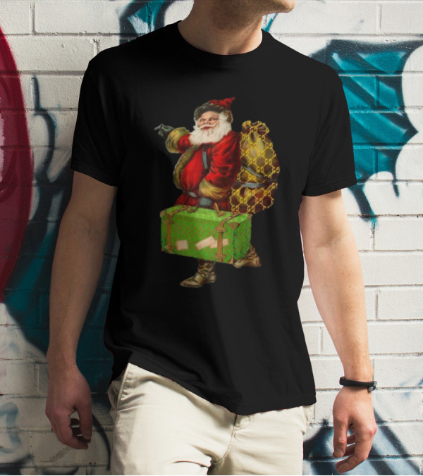 Santa With Chic Designer Style Backpack T-Shirt