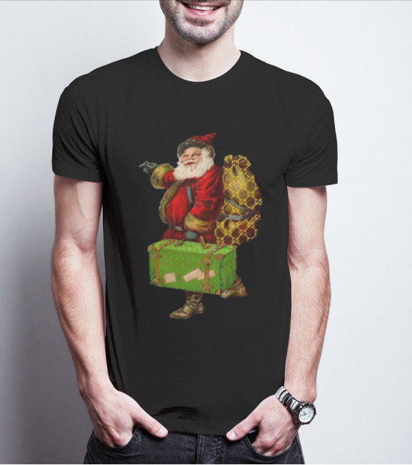 Santa With Chic Designer Style Backpack T-Shirt